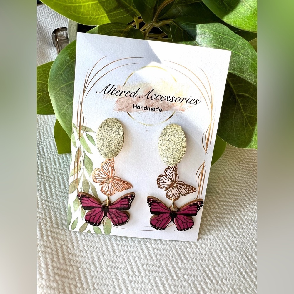 Pink Butterfly Earrings